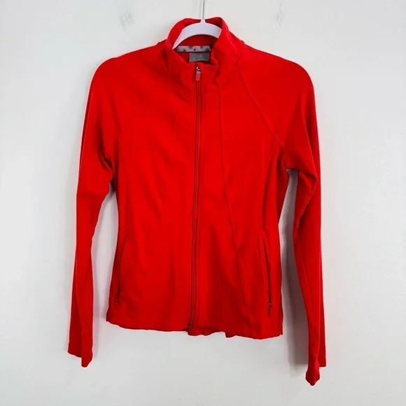 Athleta Full Zip Jacket Women’s Size Small Red Orange Stretch Performance - Picture 2 of 11